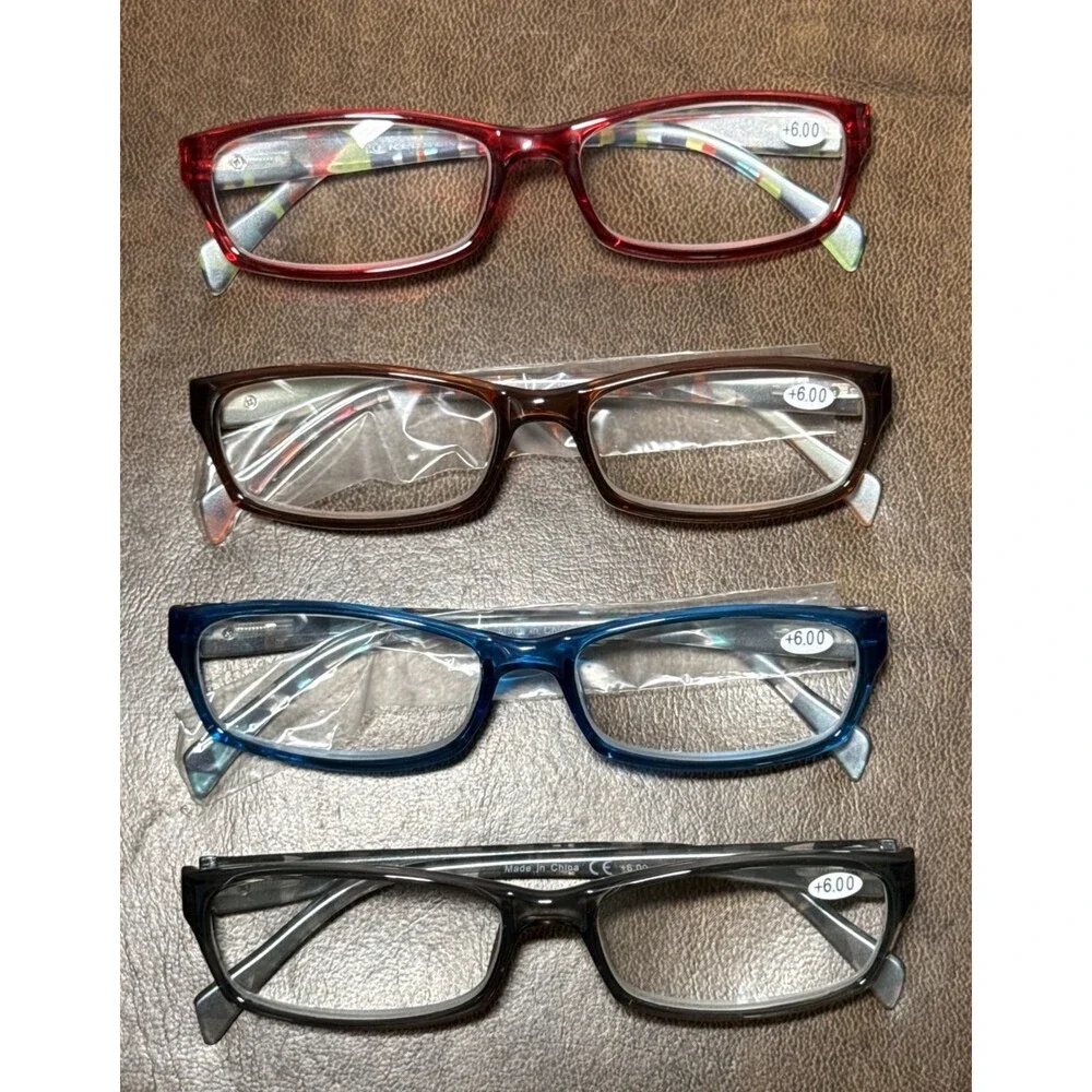 Kerecsen Reading Glasses 4 Pairs Fashion Ladies Readers Spring Hinge +6